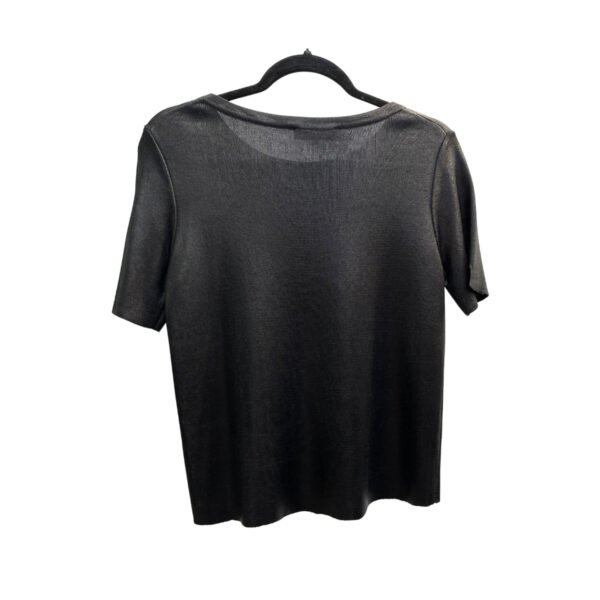 Blusa Manga Corta Tejido Brillante Negro - Imagen 3