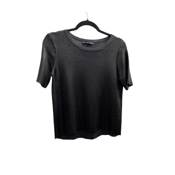 Blusa Manga Corta Tejido Brillante Negro